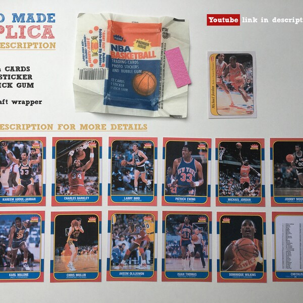 1986 FLEER Card "wax" PACK Handgemaakt Replica Premier kaarten + sticker NBA Basketbal Michael Jordan Charles Barkley Larry Bird Chris Mullin