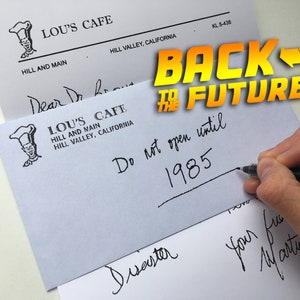 Carta IMPRESSA escrita no LOU’S CAFE de Marty Mc Fly para Doc Brown Bttf Back To The Future Feito à mão por khristore