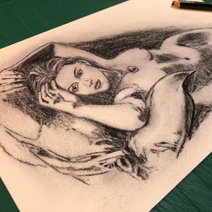 CHARCOAL Edition* TITANIC Rose DRAWING Home decor drawing charcoal Art scene note Boarding Pass Kate Winslet Jack Leonardo DiCaprio image 2