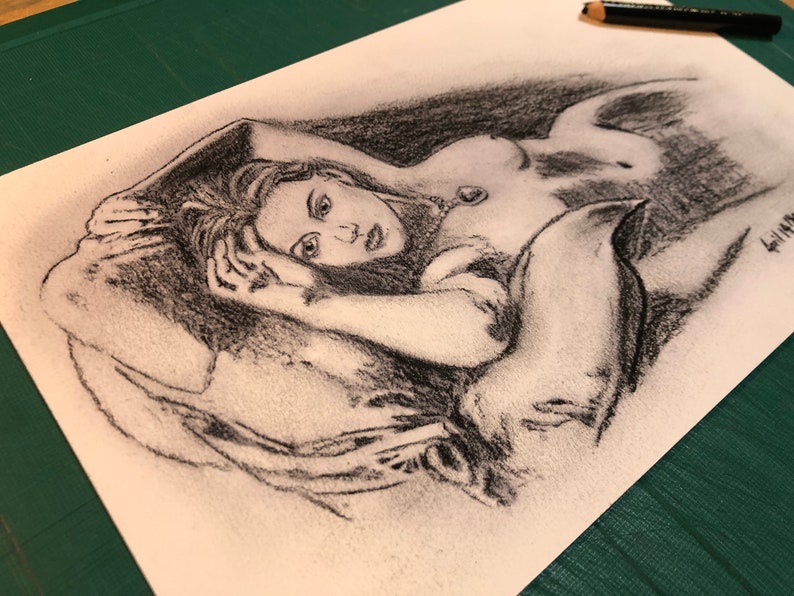 CHARCOAL Edition* TITANIC Rose DRAWING Home decor drawing charcoal Art scene note Boarding Pass Kate Winslet Jack Leonardo DiCaprio image 2