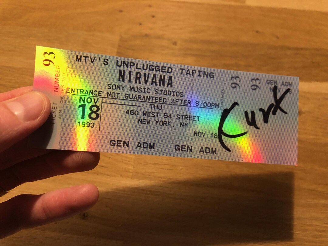 HOLOGRAPHIC Sticker Kurt Cobain Nirvana MTV Unplugged Ticket Live 1993 ...