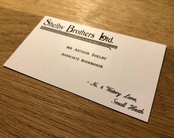 Peaky Blinders Shelby Brothers Ltd. Arthur SHelby Associate Bookmaker Business Card prop replica