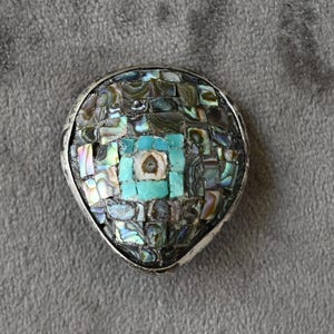 Old Native American Sterling Silver & Abalone Turtle shell brooch or pendant 10 grams 1 1/4 inches -Unique Piece