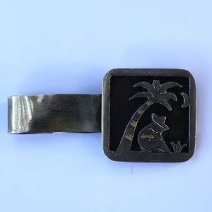 Vintage Sterling Silver Taxco Mexico TIE CLIP with circa 1970&#39;s Heavy 2 X 1 inches 12 grams Hecho en Mexico AD hallmark
