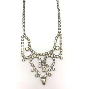 Stunning TRIFARI Rhinestone Necklace (signed Trifari)-Great Formal or Wedding set 15 inches-Free Shipping!