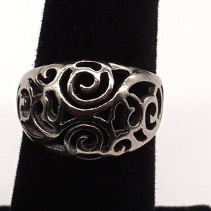 Stunning Elegant Sterling Silver Filigree Statement Ring size 5.5