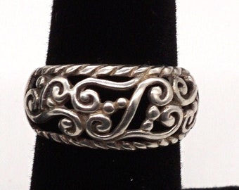 Stunning Elegant Sterling Silver Filigree Statement Ring size 7