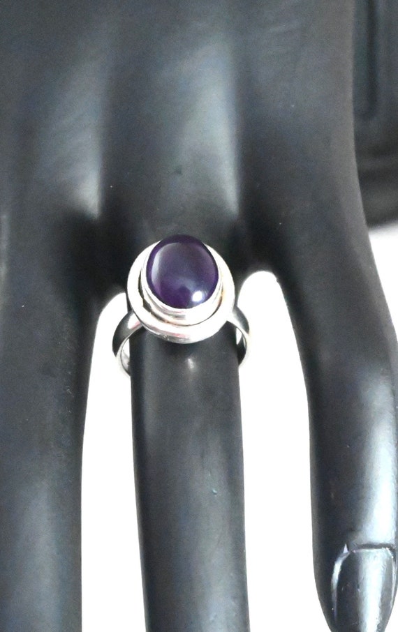 Large Elegant Amethyst and Sterling Silver Ring si