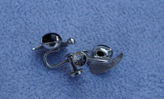 Vintage Onyx & Sterling Silver Earrings- Southwes… - image 2