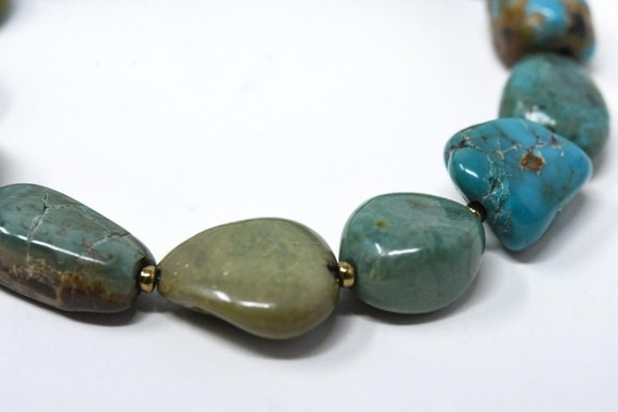 Stunning Handmade Tumbled Turquoise Bead Bracelet… - image 4