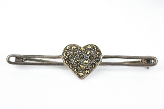 Antique  Sterling Heart brooch or Pin circa 1960's - image 2