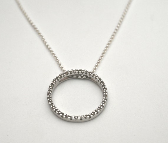 Stunning Sterling Silver Circle Pendant with faux… - image 2