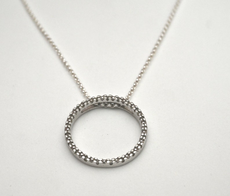 Stunning Sterling Silver Circle Pendant With Faux Diamonds on - Etsy