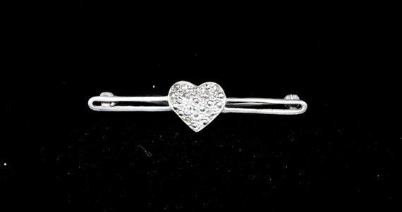 Antique  Sterling Heart brooch or Pin circa 1960's - image 1