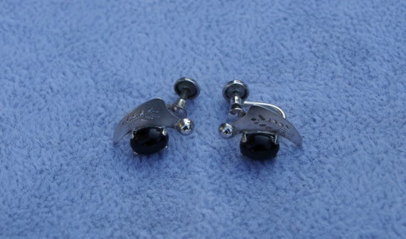 Vintage Onyx & Sterling Silver Earrings- Southwes… - image 3