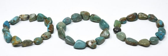 Stunning Handmade Tumbled Turquoise Bead Bracelet… - image 1