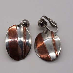 Signed Sterling Silver & Copper Mixed Metal Earrings - made by Marc Cassius circa 1990's