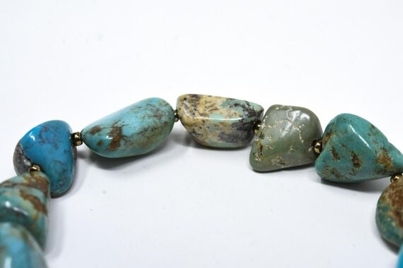 Stunning Handmade Tumbled Turquoise Bead Bracelet… - image 6