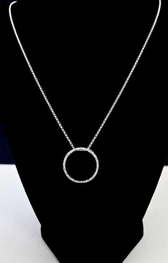 Stunning Sterling Silver Circle Pendant with faux… - image 1