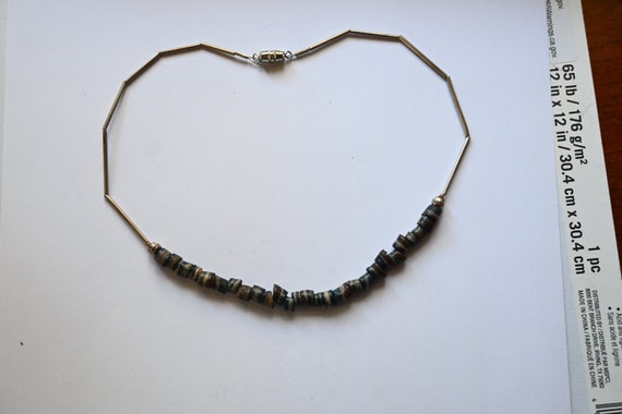 Navajo Style liquid silver and shell necklace 16 … - image 2