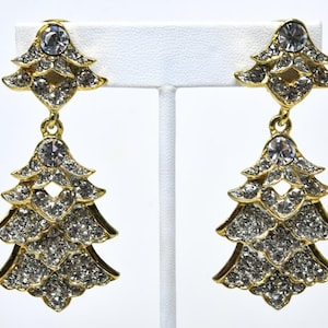 Vintage Kenneth Lane Rhinestones Earrings 1980s Chandelier 2 1/2 inches drop height Signed and Stunning!!!