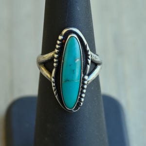Unique Vintage Native American Navajo Kingman Turquoise Goldfill Ring Unique Vintage Native American Navajo Kingman Turquoise Goldfill Ring