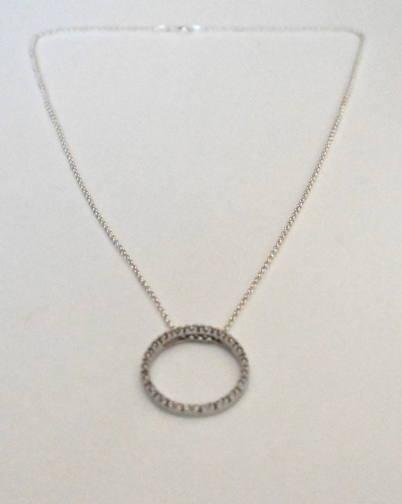 Stunning Sterling Silver Circle Pendant with faux… - image 3