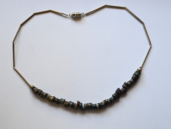 Navajo Style liquid silver and shell necklace 16 … - image 4