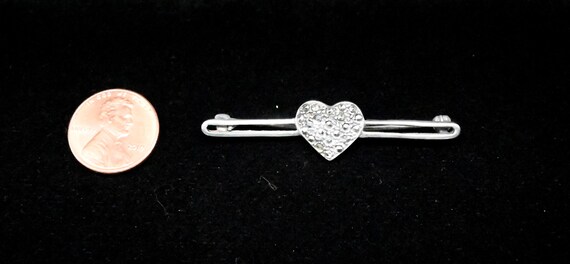 Antique  Sterling Heart brooch or Pin circa 1960's - image 4