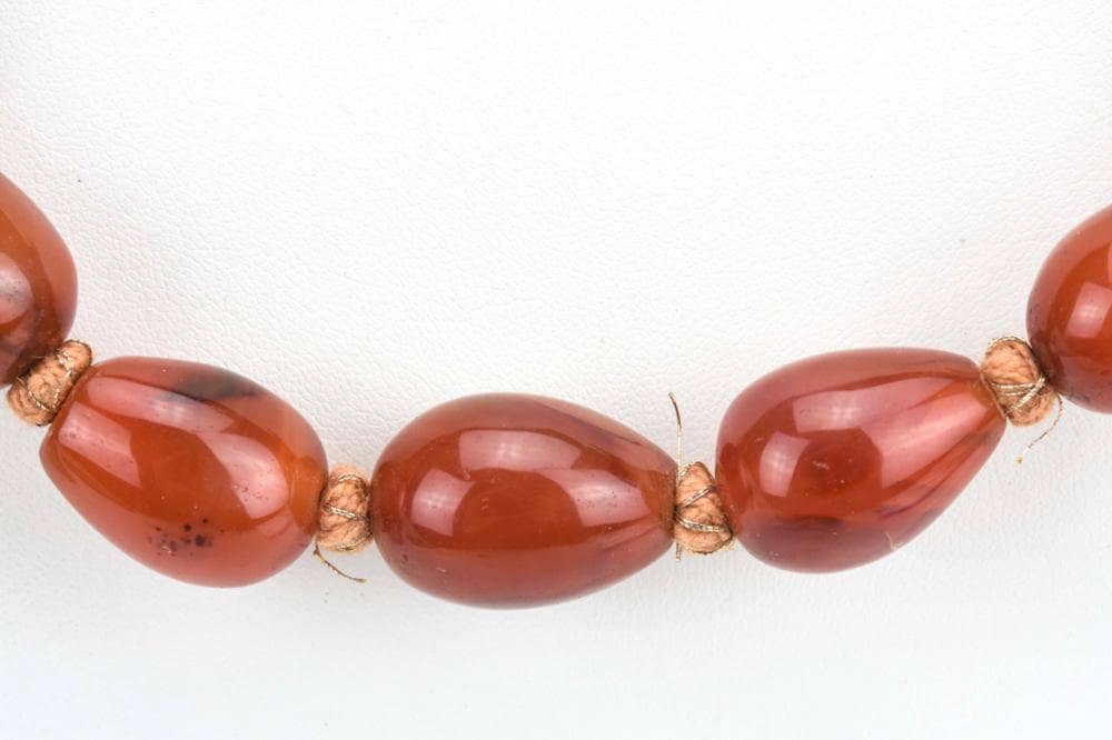 見事なヴィンテージ天然カーネリアンビーズネックレス 21インチ 実質