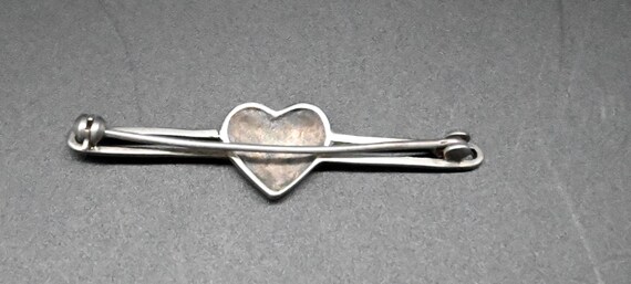 Antique  Sterling Heart brooch or Pin circa 1960's - image 3