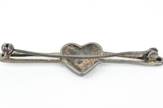 Antique  Sterling Heart brooch or Pin circa 1960's - image 5