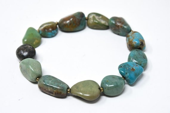 Stunning Handmade Tumbled Turquoise Bead Bracelet… - image 5