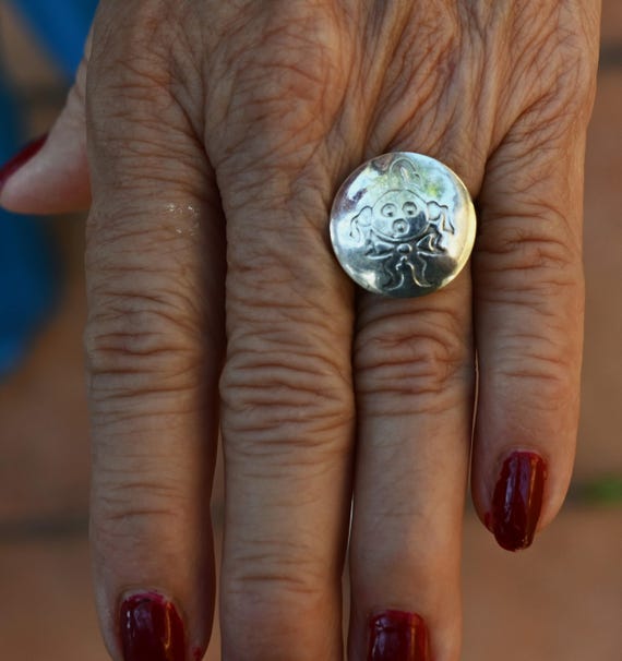 Unique Navajo Button Cover Ring size 8  by Davin … - image 3