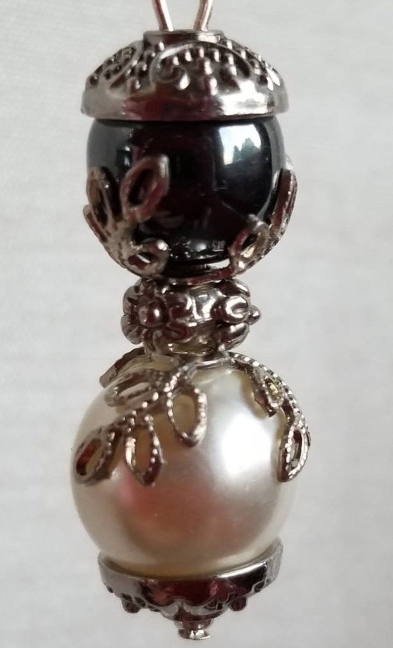 Beautiful Pearl and Charcoal Pierced Earrings