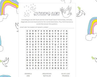 noah s ark word search puzzle jw printables for kids etsy
