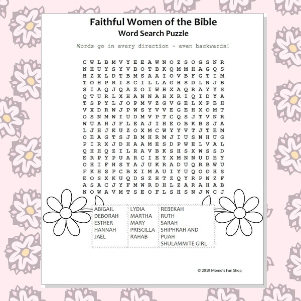 Faithful Women of the Bible Word Search Puzzle - JW Printables for Kids, Family Worship, Meeting Activity Sheet, Instant Download PDF