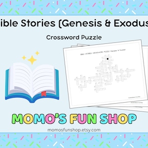 Bible Stories Crossword Puzzle Genesis & Exodus - JW Printables for Kids, Family Worship, JW Activity Sheet, Instant Download PDF