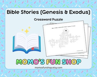 Bijbelverhalen kruiswoordpuzzel Genesis & Exodus - JW Printables for Kids, gezinsaanbidding, JW-activiteitenblad, pdf-bestand direct te downloaden