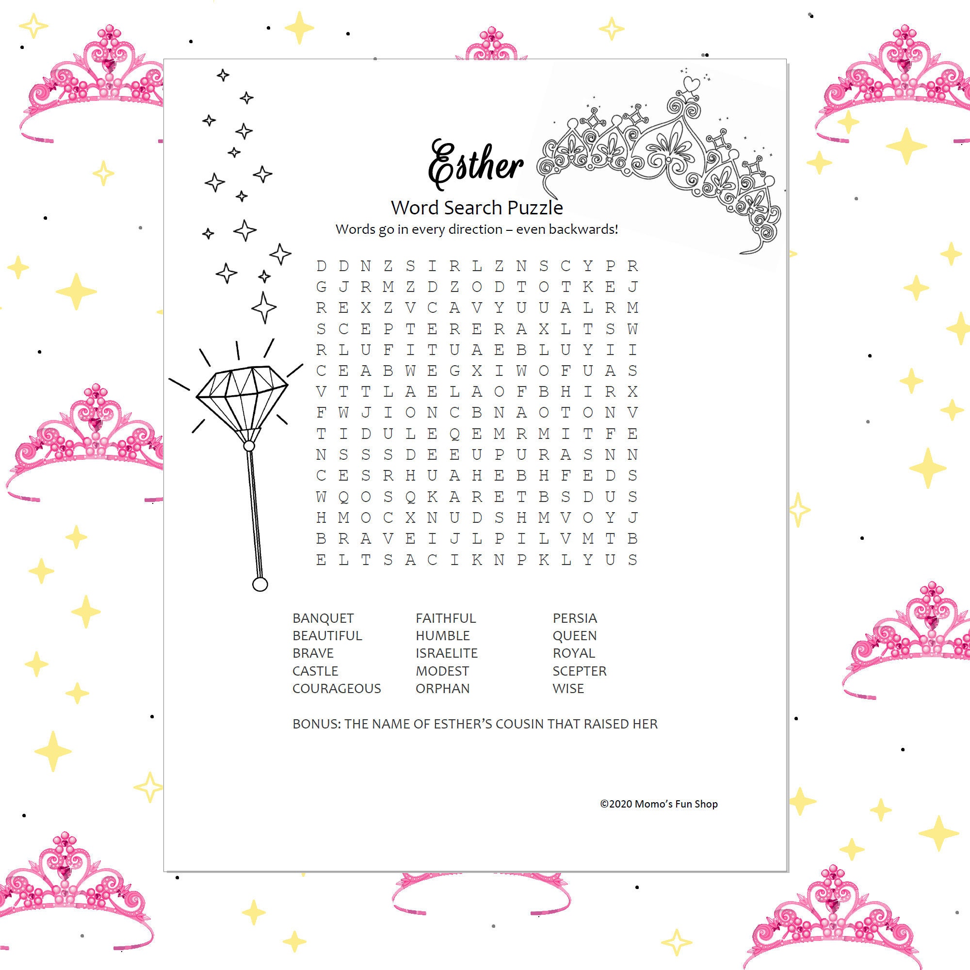 Esther Word Search Puzzle JW Printables For Kids Family Etsy M xico