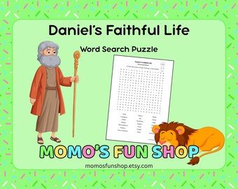 Caça-palavras da Vida Fiel de Daniel - imprimíveis TJ para crianças, Culto em família, Folha de atividades para reuniões, download instantâneo em PDF