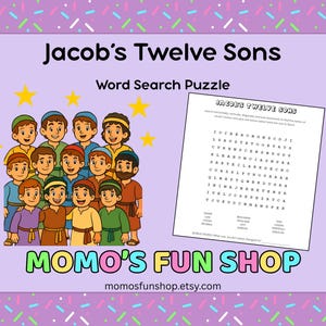 Jacob&#39;s Twelve Sons Bible Word Search Puzzle - JW Printables for Kids, Family Worship, Meeting Activity Sheet, Instant Download PDF