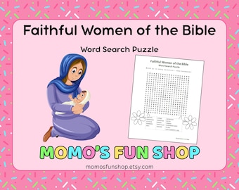 Caça-palavras "Mulheres Fiéis da Bíblia" - imprimíveis JW para crianças, culto em família, folha de atividades para reuniões, download instantâneo em PDF