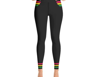 yoga Leggings, tights, Jamaica Rasta colors stripes