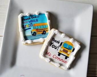 Custom Bus Driver Appreciation Cookies | Teacher Appreciation | Thank You Cookies | School Bus Cookies | School Favors | Custom Cookies