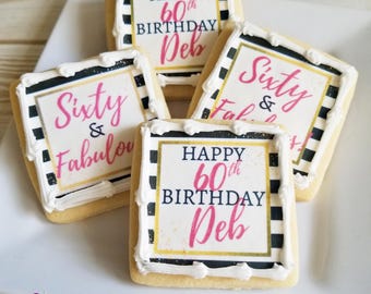 Custom Cookies | Personalized Birthday | Milestone Birthday | Party  Treats Favors | Unique Gift | 60th Birthday | Logo | Celebration