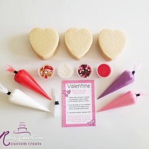 Valentine Cookie Decorating Kit | DIY Cookie Kit | 4 Icing Bags | 4 Sprinkles | Decorated Sugar Cookies | Kid Projects | Virtual Craft