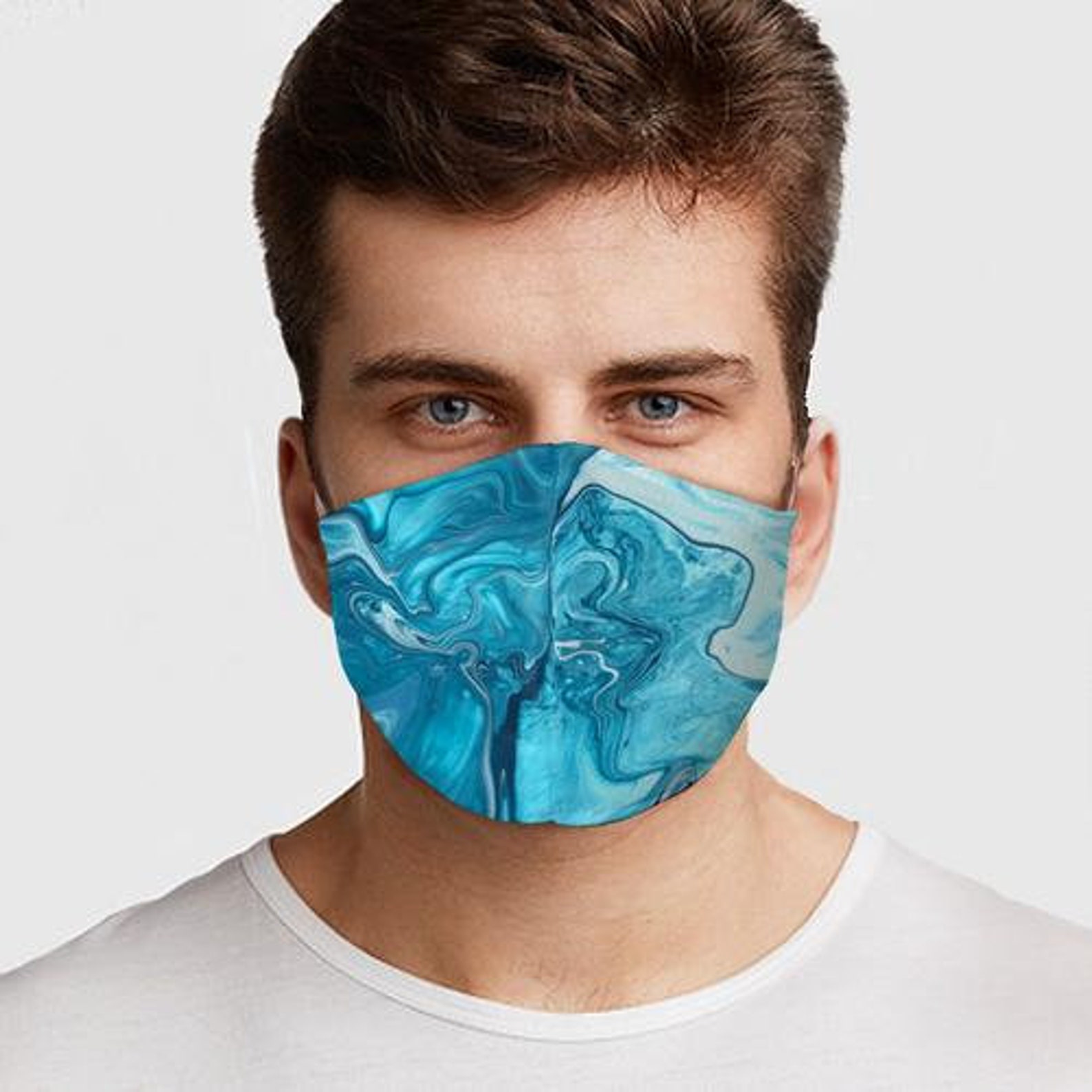 Blue Liquid Face Mask/face Cover Designer Face Mask Reusable Etsy