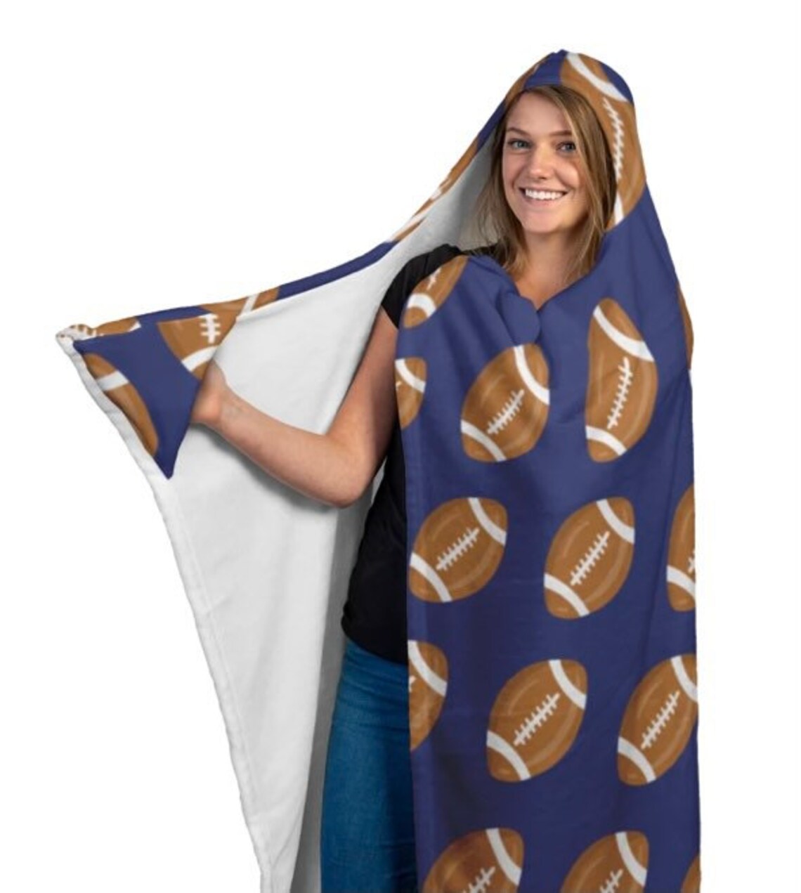 Football Hooded Blanket Football Blanket / Stadium Blanket Etsy