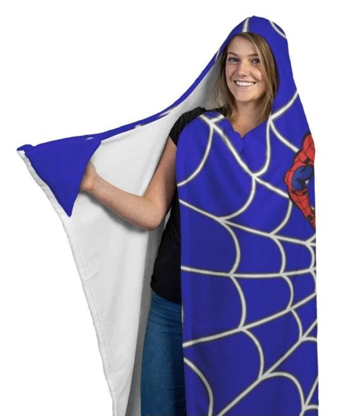 Spiderman Hooded Blanket Cozy Blanket with Sherpa Lining Etsy